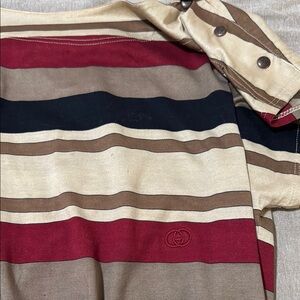 Vintage Gucci Striped Shirt - Red, Black, Tan